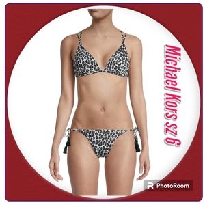 NWT MICHAEL KORS Collection Animal-Print Bikini 2 Piece Swimsuit Sz 6